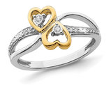 14K White Gold Twin Heart Promise Ring with Accent Diamonds (Size 7)